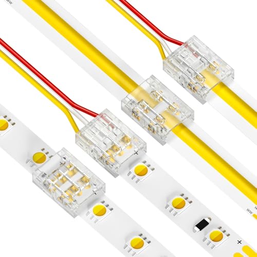 YUTOKEER cob 12mm 3-Pin RGB+CCT LED Connector Kit (Streifen-zu-Kabel (offenes Ende, 15 cm)) von YUTOKEER