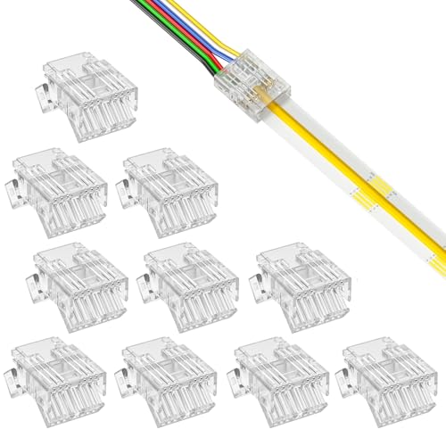 YUTOKEER cob 12mm 6-Pin RGB+CCT LED Connector Kit (Streifen-zu-Kabel (ohne Kabel)) von YUTOKEER