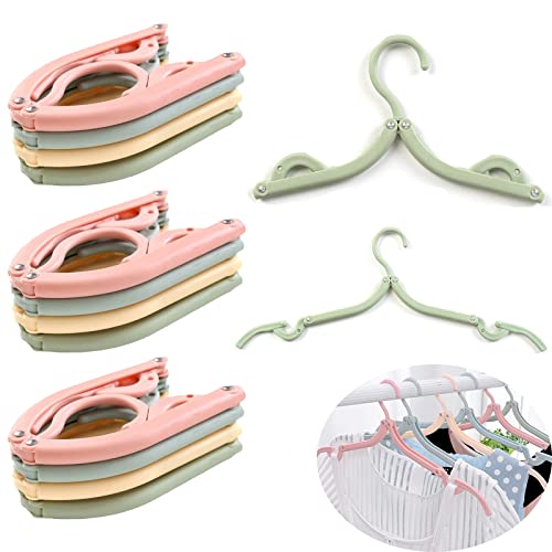 12 Stück Tragbare Kleiderbügel Kunststoff YUTOU Faltbar Reise Kleiderbügel Kleider Trocknen RackSekleiderbügel Aufhänger 4 Farben Faltbare Kleidertrockner für Outdoor, Geschäftsreisen, Camping von YUTOU