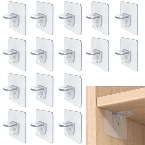 YUTOU 16 Stück Regalbodenträger Regalbrett Klebehaken Transparent Regalträger Selbstklebende Stützen Fachbodenträger Stützen Regalstifte Bodenträger für inlegeboden Kleiderschrank, Garderoben von YUTOU