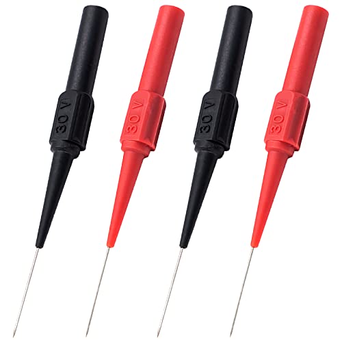 2 Paar Testsonden YUTOU 4mm Abnehmbare Sonde Multimeter Messleitung Sonde Isolationspiercing Nadel Bananenstecker kabel Sonde Edelstahl Multimeter Sonden für Stromtests (Rot+Schwarz) von YUTOU