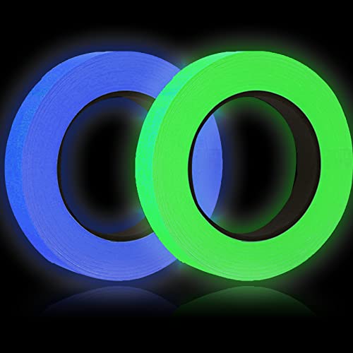 2 Rolle Fluoreszierendes Leuchtendes Klebeband YUTOU 1cm × 5m Glow in The Dark Tape Selbstklebendem Leuchtendes Band Wasserdicht Luminous Tape Phosphor Markierungsband Leuchtklebeband von YUTOU