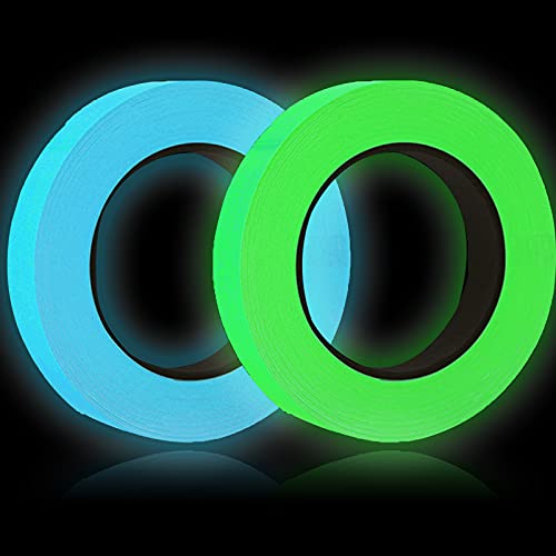 2 Rolle Fluoreszierendes Leuchtendes Klebeband YUTOU 1cm × 5m Glow in The Dark Tape Selbstklebendem Leuchtendes Band Wasserdicht Luminous Tape Phosphor Markierungsband Leuchtklebeband von YUTOU