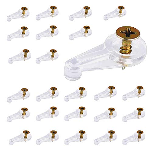 50pcs Glashalter Clips YUTOU Glashalter Klammern Transparent Kunststoff Halter Clip mit 50 Schrauben Möbel Zubehör für Bildschirmpaneele Fenster Vitrinen Badezimmerspiegel Weinschrank von YUTOU