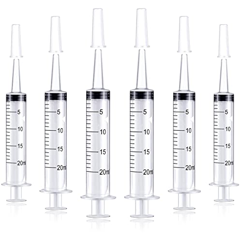 6 Stück 20ml Spritzen mit Deckel YUTOU Dosierspritze Kunststoffspritze Steril Ohne Nadel für wissenschaftliche Labors, Flüssigkeitsmessung und -abgabe, Tierfütterung, Pflanzenbewässerung von YUTOU