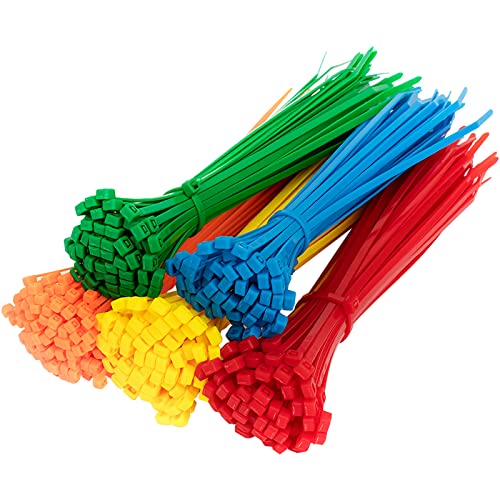 YUTOU 500 Stück Farbige Kabelbinder Set 100mm x 2.5mm Kabelbinder Bunt Hohe Qualität Starke Nylon Zip Kabelbinder Verstellbare UV Beständig Hitzebeständig Cable Ties Set, Rot Gelb Blau Grün Orange von YUTOU