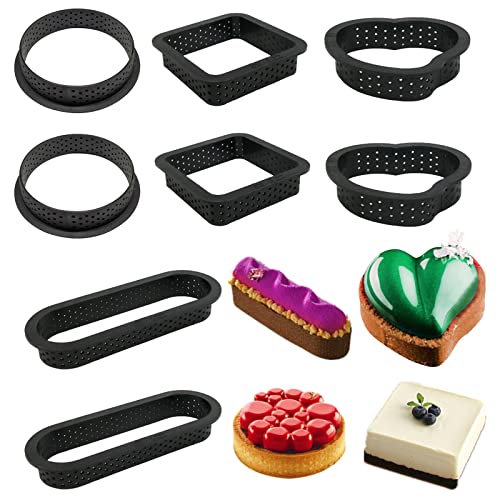 YUTOU 8 Stück Kuchenform Perforiert Mousse Kuchenform Gebäck Und Backwerkzeuge Ring tartelette förmchen runde Form Ovale Für Die Herstellung Von Mousse Pie Quiche Kreis Donuts Kekse Burger YUTOU 8 Stück Kuchenform Perforiert Mousse Kuchenform Gebäck Und Backwerkzeuge Ring tartelette förmchen runde Form Ovale Für Die Herstellung Von Mousse Pie Quiche Kreis Donuts Kekse Burger von YUTOU