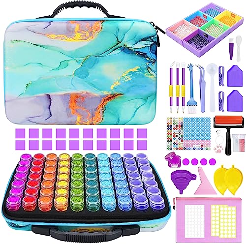 YUTUY 5D Diamond Painting Zubehör Boxen,70 Fächer Diamond Painting Aufbewahrungsbox,Diamant Painting Zubehör Box Organizer Aufbewahrungskoffer mit Stift,Pinzette,Trichter Usw,für DIY Handwerk von YUTUY