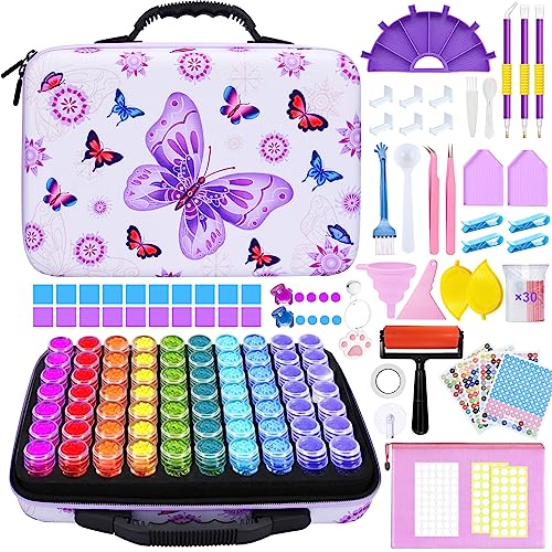 YUTUY 5D Diamond Painting Zubehör Boxen,70 Diamond Painting Aufbewahrungsbox mit Koffer Trichter Pinzette Trichter Stickers,für Strass Perlen Nägel DIY Handwerk von YUTUY