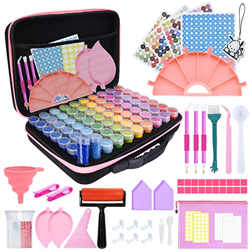 YUTUY Diamond Painting Zubehör Boxen,70 Fächer Diamond painting aufbewahrungsbox für DIY Diamond Painting Zubehör DIY Kunst Handwerk,Werkzeug Set mit Stift Trichter Stickers von YUTUY
