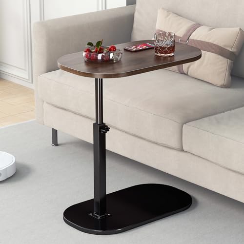 YUTVCZO Beistelltisch C Form, Klein Couchtisch Holz Sofatisch Höhenverstellbar, C Form Beistelltisch für Couch Sofa, Modern Mobiler Kaffeetisch Side Table Für Wohnzimmer Und Schlafzimmer (Black-a) von YUTVCZO