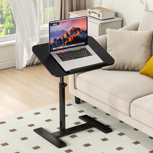 YUTVCZO Beistelltisch C Form Höhenverstellbar, 360°Drehbar Laptop Stand Sofa Beistelltisch, Mobiler Couchtisch Holz Klein Tisch (schwarz) von YUTVCZO