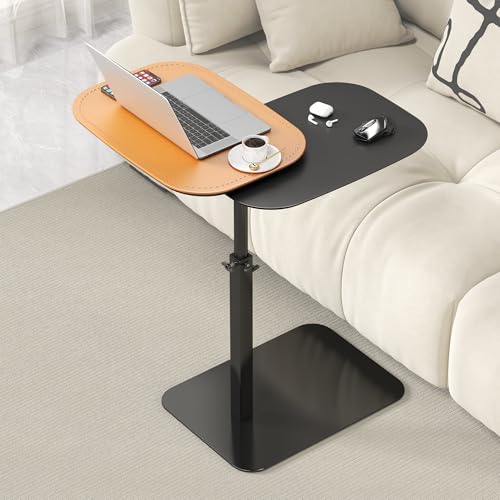 YUTVCZO Beistelltisch C Form Höhenverstellbar, Metallbasis C-förmigen Couch Beistelltisch (Orange) von YUTVCZO
