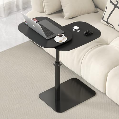 YUTVCZO Beistelltisch C Form Höhenverstellbar, Metallbasis C-förmigen Couch Beistelltisch (schwarz) von YUTVCZO