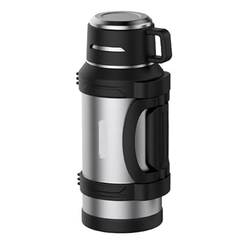 YUTVTNPUKM Thermosflasche mit Becher Thermoskanne mit BecherTrinkflasche Edelstahl Auslaufsicher Isolierflasche Camping Oder Wandern mit Griff & Tragegurt 24h Heiß & Kalt A von YUTVTNPUKM