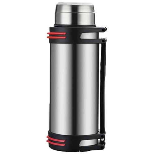 YUTVTNPUKM Thermosflasche mit Becher Thermoskanne mit BecherTrinkflasche Edelstahl Auslaufsicher Isolierflasche Camping Oder Wandern mit Griff & Tragegurt 24h Heiß & Kalt A von YUTVTNPUKM
