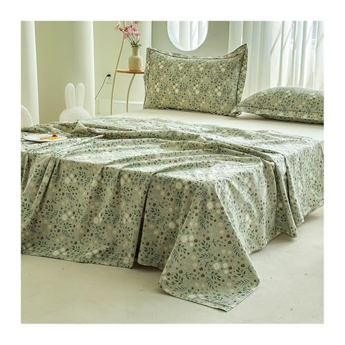 Bettlaken Betttuch Haustuch Laken aus 100% Baumwolle mit Blumenmuster ohne Gummizug Atmungsaktives und Weiches(Flower E,245x270cm Rounded) von YUTZRIQP