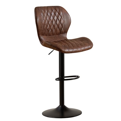 YUUIJOAA Barhocker,Bar Stühle mit Lehne, 360°Drehstuhl Küchenstuhl, Höhenverstellbar, PU-Kunstleder, für Esszimmer Heimbar Kücheninsel(Braun, 1 PCS) von YUUIJOAA