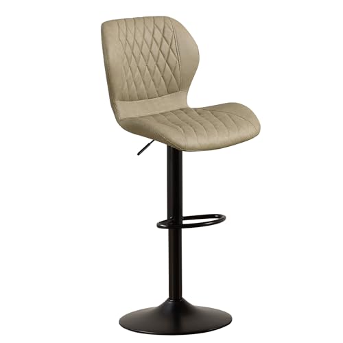YUUIJOAA Barhocker Höhenverstellbar Drehbar PU Leder barhocker Drehbare Barhocker mit Lehne und Fußstütze, Polsterhocker Drehstuhl Küchenstuhl Bistrohocker, Barstühle für Küche Bar, Khaki von YUUIJOAA