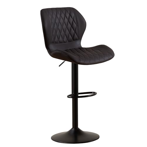 YUUIJOAA Barhocker 2er Set Höhenverstellbar Barstühle 360° Drehstuhl mit Rückenlehne Küchenstühle mit Fußstütze PU-Leder für die Küche/Wohnzimmer/Bar/Esszimmer Schwarz (Schwarz, 1 PCS) von YUUIJOAA