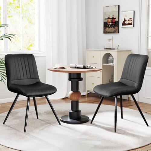 YUUIJOAA Esszimmerstühle 2er Set，PU-Kunstleder Modern Polsterstuhl mit Rückenlehne für Esszimmer/Restaurant/Wohnzimmer(Schwarz, 2 PCS) von YUUIJOAA