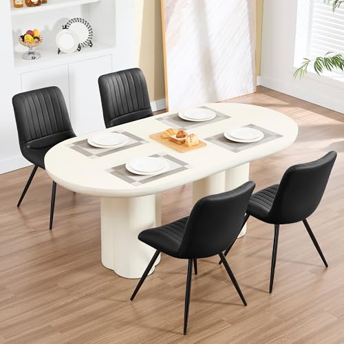 YUUIJOAA Esszimmerstühle 2er Set，PU-Kunstleder Modern Polsterstuhl mit Rückenlehne für Esszimmer/Restaurant/Wohnzimmer (Schwarz, 4 PCS) von YUUIJOAA
