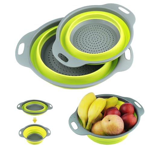 YUUTIAL Faltbares Silikon Sieb Set für die Küche,Nudelsieb Abtropfsieb für Nudelfilterung und Camping,2 Stück küchenutensilien zum Gemüse und Obst YUUTIAL Faltbares Silikon Sieb Set für die Küche,Nudelsieb Abtropfsieb für Nudelfilterung und Camping,2 Stück küchenutensilien zum Gemüse und Obst von YUUTIAL