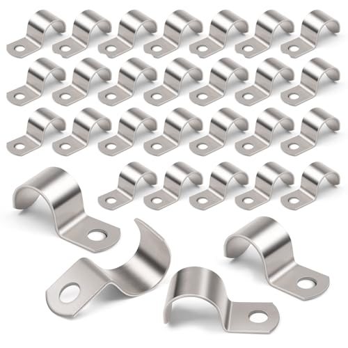 YUUTIAL 30 Stück 10mm Befestigungsschelle-Hochleistungs Einzelloch Kabelschellen Metall，Metallkabelschellen für Rohrdurchmesser von YUUTIAL