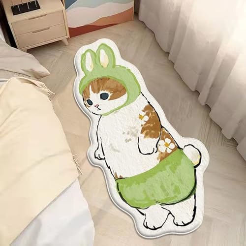 YUWEN Nachttisch Langer Teppich Kawaii Katze Muster Teppich Weich Niedlich Wohnzimmer Bodenmatte Flauschige Schlafzimmer Teppiche Wohnkultur von YUWEN
