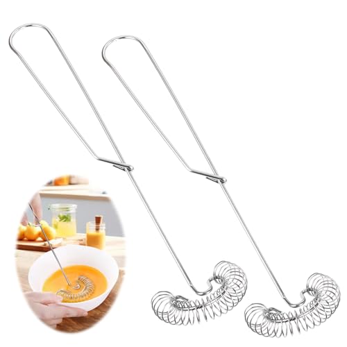 2 Stück Spiralbesen,Edelstahl-Schneebesen, Mini Klein Spiralschneebesen,Schaumschläger flacher Schneebesen Handschneebesen für Milch Eier Küchenhelfer Blender Koch- und Küchenhelfer von YUWJOOWEE