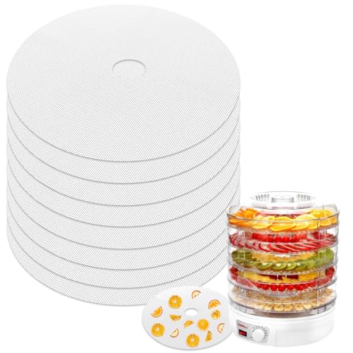 YUWJOOWEE 8 Stück Dörrfolie für Dörrautomat, BPA-Frei Dörrgerät Silikon Dehydrator Blätter, Wiederverwendbare Dampfmatten Netzfolie für Obsttrockner, Fruchtleder Matte von YUWJOOWEE