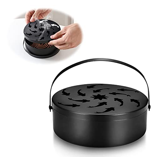 Beweglicher Moskito Spulenhalter, Räucherspiralen Mückenspirale Halter, Rund Hohle Metall Mückenspirale Behälter, Räucher Halterung Spulenbox Aromatherapie, Räucherstäbchenhalter Mücken von YUWJOOWEE