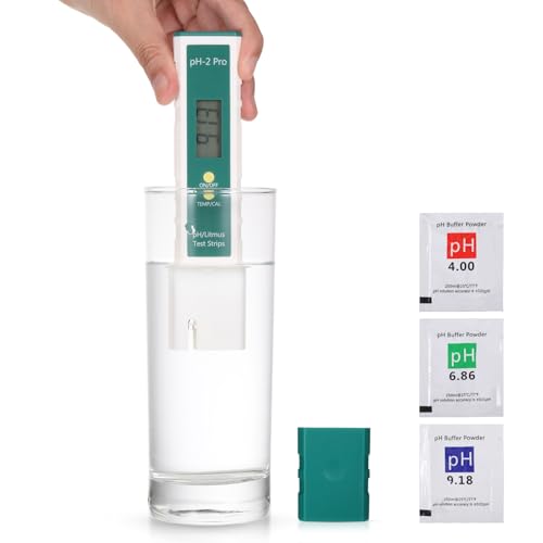 PH Messgerät Digitaler, pH/Lackmus-Teststreifen/Temp Multifunktionstester, Hochpräziser 3 IN 1 Multifunktionales Wassertestmessgerät für Aquarien, Hydroponik, Schwimmbäder,Trinkwasserqualitätsprüfun von YUWJOOWEE