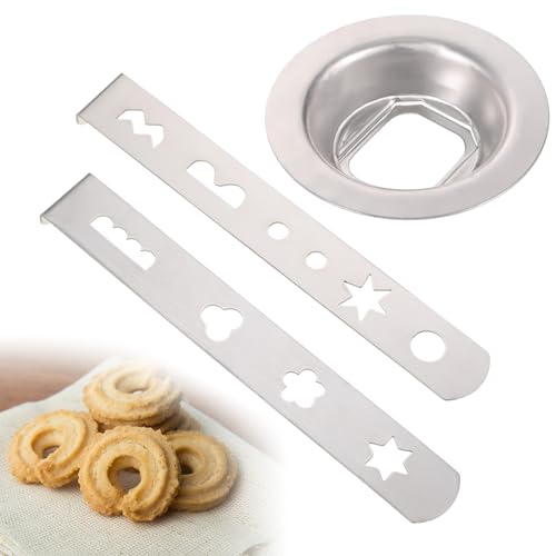 YUWJOOWEE 2 Stück Spritzgebäckvorsatz Gebäckvorsatz Edelstahl Spritzgebäckvorsatz für Fleischwolf Küchenmaschinen mit Verbindungsring 8 Formen Spritzgebäckvorsatz Zubehör für kitchenaid Gebäckvorsatz von YUWJOOWEE