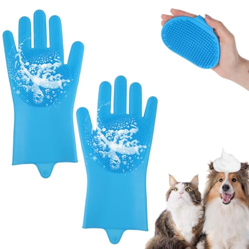 YUXIANLB 2-teiliges Haustierpflegeset Hundewaschhandschuhe mit verbessertem Fünf Finger Design Silikon Badebürste zur Haarentfernung Massage für Hunde Katzen Pferde Haustierpflegehandschuhe YUXIANLB 2-teiliges Haustierpflegeset Hundewaschhandschuhe mit verbessertem Fünf Finger Design Silikon Badebürste zur Haarentfernung Massage für Hunde Katzen Pferde Haustierpflegehandschuhe von YUXIANLB