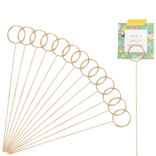 YUXIANLB 40 Stück Metalldraht florale Platzkartenhalter Bild Foto Memo DIY Handwerk Geschenk Halter für Centerpieces Gold Round Ring Loop Clips für Hochzeit Party Geburtstag Büro Kuchen Party Gunst von YUXIANLB