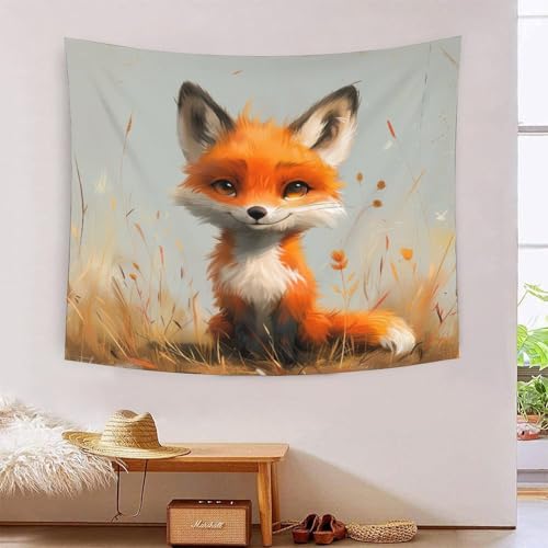 YUXINYUE 3D Druck Fuchs Wandteppiche Poster Ornament Wandbehang Wandteppich Raumteiler Vorhang Für Wohnzimmer Schlafzimmer Tapisseries 100cmx150cm von YUXINYUE