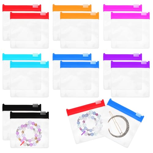 YUXMU 14 Stück Pillenbeutel, 7 Farben Mini Zip Beutel Tragbare Transparente Medikamententasche Reisetasche zum Ordnen, Sortieren und Aufbewahren Kleiner Gegenstände zu Hause und im Büro von YUXMU