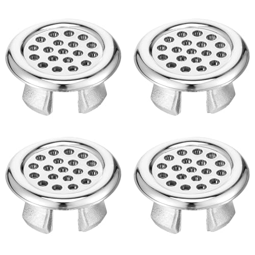 YUXMU 4 Stück Waschbecken Überlauf Ring, 2 Formen Edelstahl Loch Abdeckung Wasserhahn Überlauf Abdeckung Kunststoffring Sinken Ring für Waschbecken Bad Küche von YUXMU