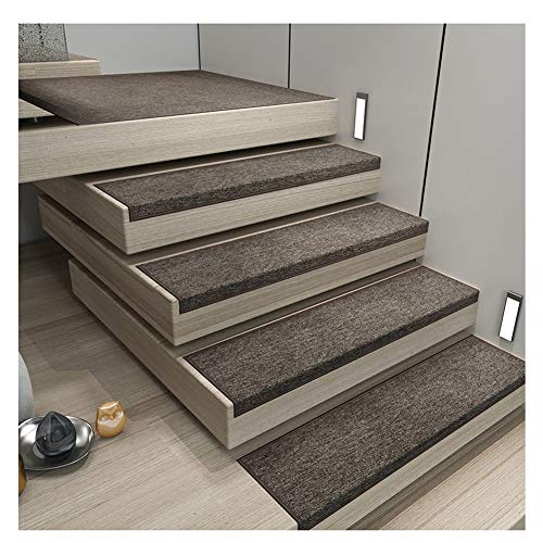 YUXO Treppenstufen Stufenmatte Treppen-Teppich Rechteck Einfarbig Selbstklebend Kurzer Flaum rutschfest 4 Farben 5 Größen Teppiche (Color : B- 26X75CM, Size : 5pcs) von YUXO
