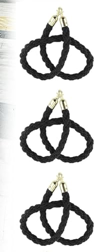 3er-Pack schwarzes geflochtenes Nylon-Absperrseil – langlebiges Absperrseil zur Kontrolle von Menschenmengen for das Warteschlangenmanagement(305cm) von YUXVBTZXD