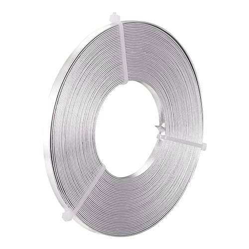 5 Rollen mit 5 mm x 4 m flachem Aluminiumdraht for die Schmuckherstellung und Heimwerkerarbeiten – langlebiger silberfarbener Metalldraht von YUXVBTZXD