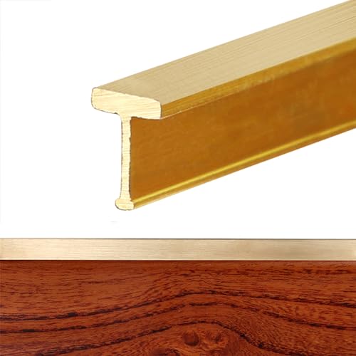 YUXVBTZXD 1 Stück Bodenübergangsleiste aus goldfarbenem Messing – 100 cm Länge for Fugen zwischen Holz und Fliesen, sicher und langlebig(10mmx12mm) von YUXVBTZXD