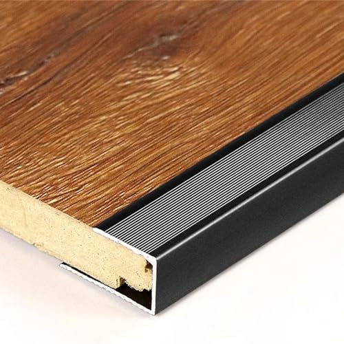 YUXVBTZXD rutschfeste Bodenübergangsleiste aus Aluminium – 90 cm Kantenschutz for sicheren Schutz und einfache Installation(Black,Inner Height 15mm) von YUXVBTZXD