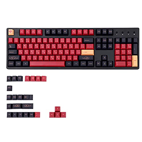 YUYAN 129-teiliges Set mit japanischen, englischen PBT-Tastenkappen mit Farbabstufung, Kirsch-Profil für GK61/TKL87/108 mechanische Tastatur, ISO-Tastenkappen von YUYAN