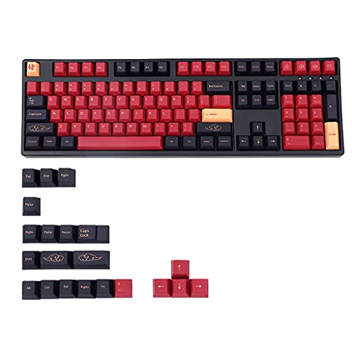 YUYAN 129-teiliges Set mit japanischen, englischen PBT-Tastenkappen mit Farbabstufung, Kirsch-Profil für GK61/TKL87/108 mechanische Tastatur, ISO-Tastenkappen von YUYAN