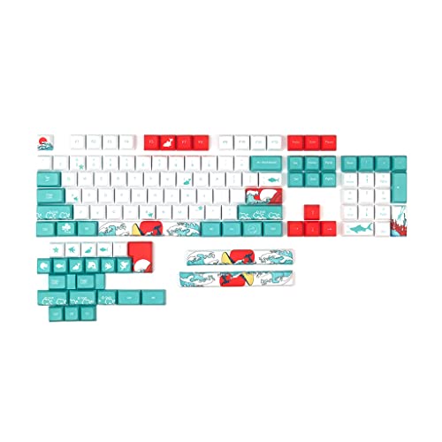 YUYAN Coral Sea Tastenkappen, komplettes Set, 128 Tastenkappen, PBT-Sublimation, XDA Höhe für mechanische Tastatur für MX Switch Keys Caps von YUYAN