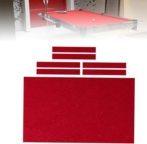 Billardtischdecke, Billardtuch, 7 Fuß/8 Fuß/9 Fuß Hochleistungs-Tischfilzkissen mit 6-teiliger Seitenumwicklung, Auswahl zwischen Blau/Rot/Grün,Red,9ft von YUYANAIAO
