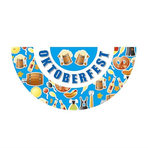 Oktoberfest Dekoration 0.5 x 0.9 m Oktoberfest Wimpelkette Bierfest Plissee Fan Flagge Bayern Karo Halbfächer Flagge Hängende Banner für Bier Party Supplies Wimpelkette Zaun Veranda Hof Dekor von YUYQAQ
