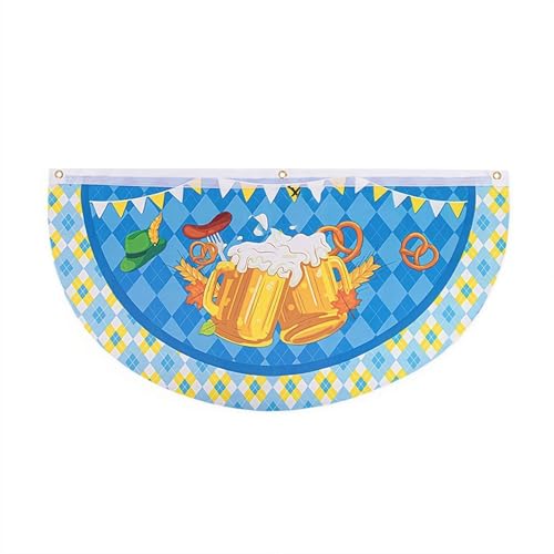 Oktoberfest Dekoration 0.5 x 0.9 m Oktoberfest Wimpelkette Bierfest Plissee Fan Flagge Bayern Karo Halbfächer Flagge Hängende Banner für Bier Party Supplies Wimpelkette Zaun Veranda Hof Dekor von YUYQAQ
